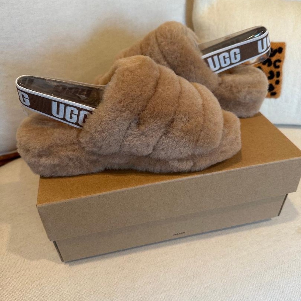 UGG Women's Fluff Yeah Slide Sandals Sheepskin Slingback Slippers 36 / US 5